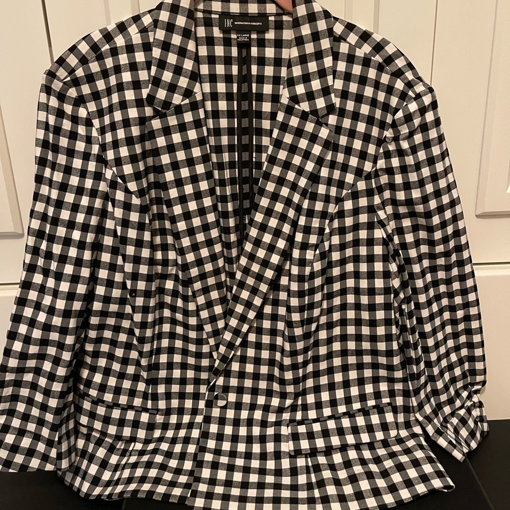 INC Black Gingham Blazer